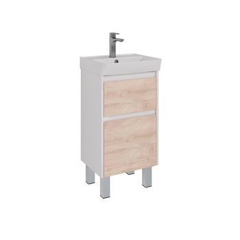 Тумба Lemark COMBI 45см под 1 раковину, подвесная/напольная, 2 ящика, цвет фасада: Дуб кантри, цвет LM03C45T-dub — фото 4, Тумбы под раковину