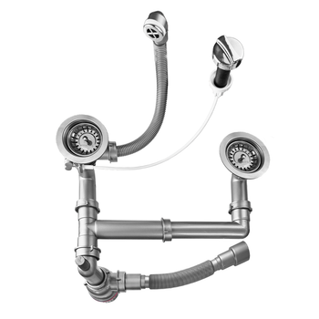 Сифон Bettoserb для мойки на 2 чаши 3 1/2" полуавт. 125336 — фото 2, Сифоны для кухонной мойки