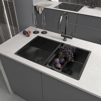 Кухонная мойка Reflexion Iseo RX2265BL оружейная сталь — фото 178, Кухонные мойки