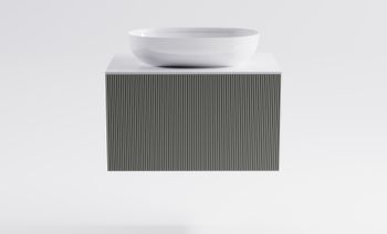 Тумба М-40 80см 1ящ цв NCS S 3502-y мат./волна, раковина Атрия бел гл., столешница Solid бел гл. 4631177713545 — фото 2, Тумбы с раковиной