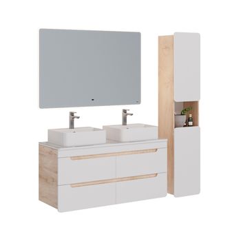 Тумба Lemark OLIVIA 125 см под 2 раковины, подвесная,4 ящика, цвет корпуса: Дуб кантри, цвет фасада: LM08OL125T — фото 7, Тумбы под раковину