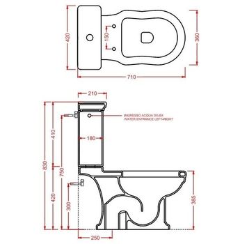 Бачок Artceram HERMITAGE для моноблока цвет белый HEC001 01 00 — фото 2, Смывные бачки скрытого монтажа