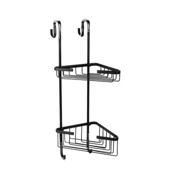 Полка для душевой кабины угловая Fixsen двухэтажная черная латунь FX-853B-2 — фото 1, Полки для ванной и душа