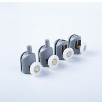 Ролики IDDIS 2 верхних, 2 нижних одинарные, D=23 мм серый, стекло 5-6 мм (966S23GR6DZ) — фото 2, Комплектующие для душевого оборудования