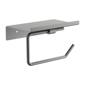 Держатель для туалетной бумаги с полкой BELZ B9001-3, оружейная сталь — фото 1, Держатели туалетной бумаги