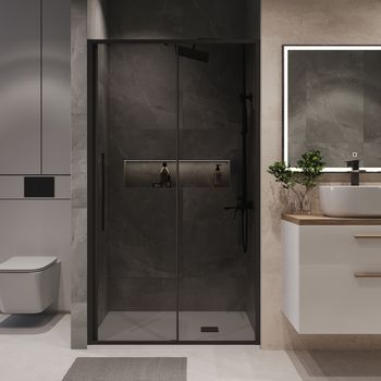 Дверь в нишу Niagara Nova NG-85-12TB (120х195) черный матовый,стекло тонированное,дверь раздвижная,1 место — фото 4, Душевые двери в нишу