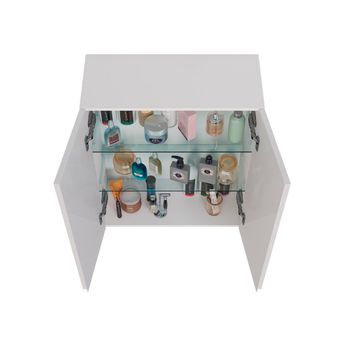 Шкаф Lemark VEON 60 см подвесной, 2-х дверный, цвет корпуса, фасада: Белый глянец LM01V60SH — фото 3, Шкафы для ванной