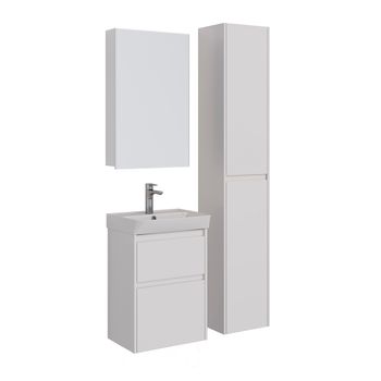 Тумба Lemark COMBI 50 см под 1 раковину, подвесная/напольная, 2 ящика, цвет корпуса, фасада: Белый г LM03C50T — фото 5, Тумбы под раковину