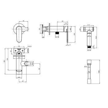 AQM6917GM Novara Готовый комплект гиг. душа (скрытый монтаж, латунная лейка), цвет металл — фото 2, Гигиенические души