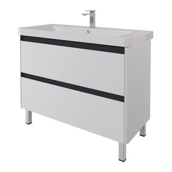 Тумба LUXURY PLUS, 105 см, подвесная/напольная, 2 ящик, белый матовый 99.2033 — фото 3, Тумбы под раковину