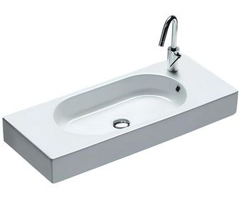 Раковина HATRIA AREA Y0Q901 подвесная или на тумбу с одним отверстием цвет белый — фото 1, Раковины