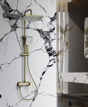 Душевая система BELZ B24715-5, брашированное золото — фото 1, Душевые системы