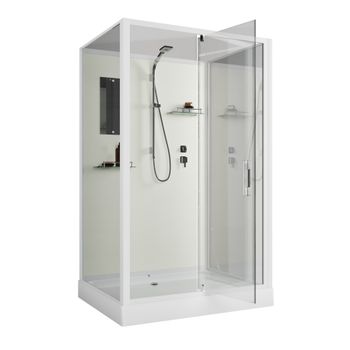 Душевая кабина Niagara Standart ST100/80/15Q/BK (100х80х200) прямоугольник,поддон 15см,распашная,проф.белый,без крыши,3 места — фото 2, Душевые кабины