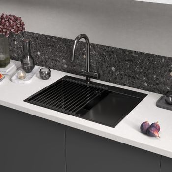 Кухонная мойка Reflexion Iseo RX2265BL оружейная сталь — фото 452, Кухонные мойки