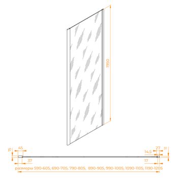 Боковая панель RGW Z-050-2Gr 1000 352205200-210 — фото 1, Боковые стенки