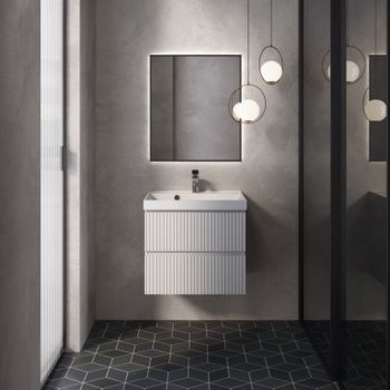 AQM900160WH "S1" тумба под умывальник подвесная 60 см., цвет белый глянец. — фото 1, Тумбы под раковину