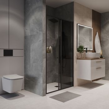 Дверь в нишу Niagara Nova NG-85-12TB (120х195) черный матовый,стекло тонированное,дверь раздвижная,1 место — фото 5, Душевые двери в нишу