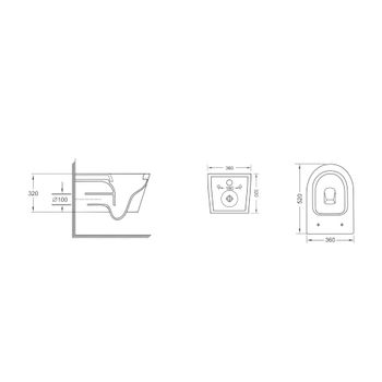 Унитаз подвесной Grossman GR-4457SQ (520х360х320) безободковый,смыв торнадо,белый с тонкой крышкой,микролифт,1 место — фото 8, Подвесные унитазы