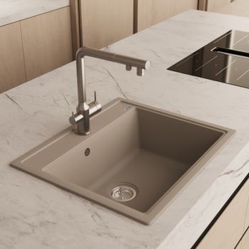 Кухонная мойка ABBER Quarz AQ2902S песочный — фото 2, Кухонные мойки