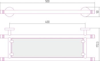 Полка Полка Сунержа Каньон стеклянная / L 500 Золото 03-3003-0500 — фото 1, Полки для полотенец