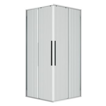 Душевое ограждение Niagara Nova NG-4624-34 (100х100х195) квадрат,раздвижная,хром,стекло рифленое,1 место — фото 1, Душевые уголки