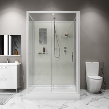 Душевая кабина Niagara Standart ST100/80/15Q/BK (100х80х200) прямоугольник,поддон 15см,распашная,проф.белый,без крыши,3 места — фото 5, Душевые кабины