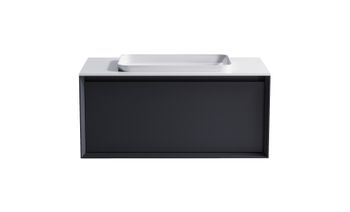 Тумба Фрейм 100 с 1ящ RAL7024 мат. с раковиной Антарес бел гл. и столешницей Solid бел гл. 4631177713965 — фото 1, Тумбы с раковиной