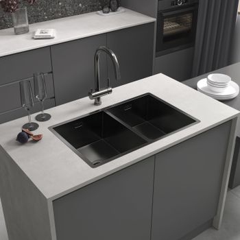 Кухонная мойка Reflexion Iseo RX2265BL оружейная сталь — фото 179, Кухонные мойки