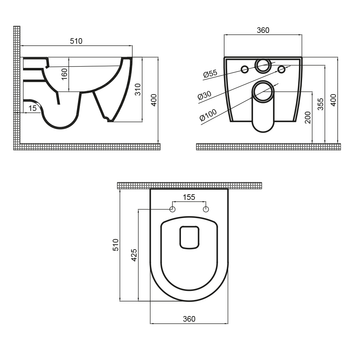 Товар: Подвесной унитаз STREAM LINE 52 сm с крышкой Roma SET40006476 - фото 2 Подвесной унитаз STREAM LINE 52 сm с крышкой Roma SET40006476 — фото 2, Подвесные унитазы