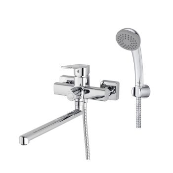 Смеситель для ванны с длинным изливом, хром глянцевый, Poli, Milardo (POLSB00M10) — фото 1, Смеситель для ванны