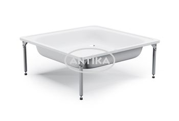 ANTIKA Поддон душевой стальной эмалированный 80х80х15 см., слив D-52мм., с подставкой APS-81101 — фото 1, Душевые поддоны