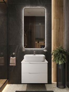 BOND Cube T55605 Тумба со столешницей подвесная белая матовая без раковины — фото 22, Тумбы под раковину