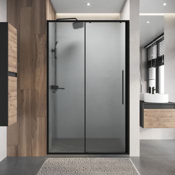 Дверь в нишу Niagara Nova a NG-84-L11CHB (110х195) черный матовый,раздвижная влево,стекло шиншилла,1 место — фото 4, Душевые двери в нишу