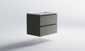 Нижний шкаф Альфа 70 с 2 ящиками серо-бежевый (NCS S 3502-Y матовый) + Раковина "Альфа 70" 03060004ncss3502-y+04010006 — фото 4, Тумбы с раковиной