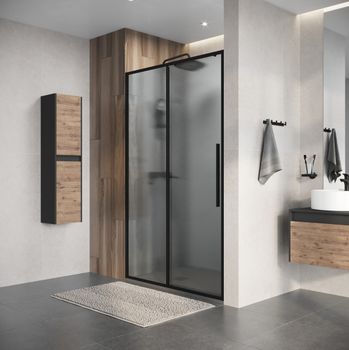 Дверь в нишу Niagara Nova a NG-84-L11CHB (110х195) черный матовый,раздвижная влево,стекло шиншилла,1 место — фото 5, Душевые двери в нишу