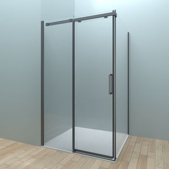 Душевой угол Veconi Rovigo RV-070B, 1400х800х1950, черный, стекло прозрачное RV070B-14080-01-C4 — фото 2, Душевые уголки