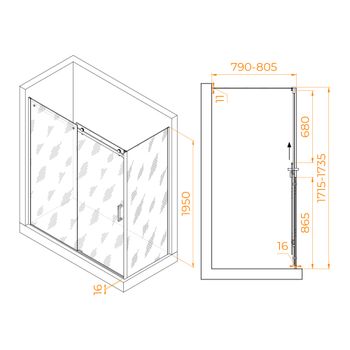 Душевой уголок RGW TO-44 (TO-14 + Z-050-2) 1700x800 02074478-11 — фото 1, Душевые уголки
