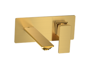 AQM6815BG Savona Смеситель для раковины, настен., на 2 отв., Комплект, золото шлифованное — фото 1, Смесители для раковины