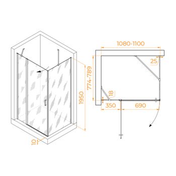 Душевой уголок RGW LE-044 (LE-004+Z-14) 1100x800 06124418-11 — фото 1, Душевые уголки
