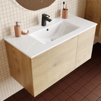 Тумба с умывальником IDDIS Bild подвесная, 100 см, дуб светлый (BIL10V0i95K) — фото 1, Тумбы с раковиной