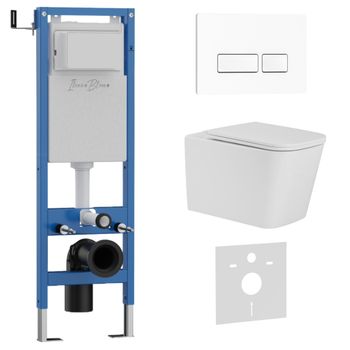 Комплект 3в1 IBERICA BLANCA инсталляция SILENCIO MINI, унитаз TOLEDO ALTO белый, кнопка смыва ESTI-R белый глянцевый (IB.001M.TLA.234.211) — фото 1, Комплекты унитаз + инсталляция