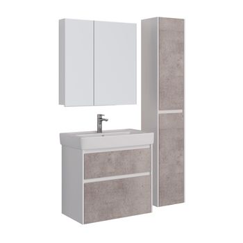 Тумба Lemark COMBI 80 см под 1 раковину, подвесная/напольная, 2 ящика, цвет фасада: Бетон, цвет корп LM03C80T-Beton — фото 5, Тумбы под раковину