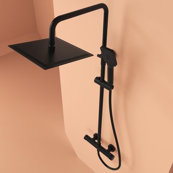 Душевая стойка SANCOS KANEDO с термостатом с верхним душем 248x248 мм ручным душем 110 мм 4 режима черный матовый SC7100MB — фото 4, Душевые стойки