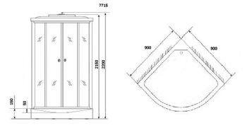 Душевая кабина Niagara Luxe NG-7715G (90x90х215) низкий поддон(15см),дверь раздвижная,стенки золото,4 места — фото 5, Душевые кабины