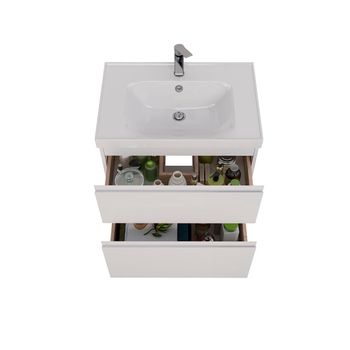 Тумба Lemark VEON 70 см под 1 раковину, подвесная/напольная, 2 ящика, цвет корпуса, фасада: Белый гл LM01V70T — фото 2, Тумбы под раковину