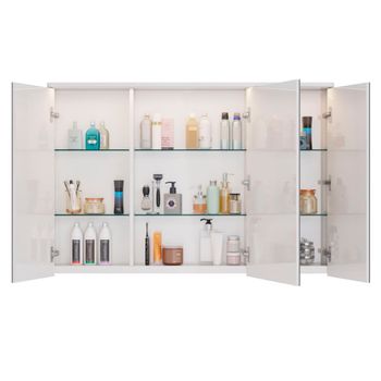 Шкаф зеркальный Lemark ZENON 120х80 см 3-х дверный, с козырьком-подсветкой, с розеткой, цвет корпуса LM120ZS-Z — фото 2, Зеркальные шкафы в ванную