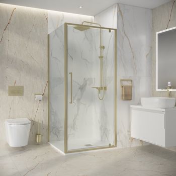 Душевое ограждение Niagara Nova NG-45-9ASG-A80SG-34 (90х80х195) прямоугольник,распашная,золото сатин,стекло прозрачное,2 места — фото 3, Душевые уголки