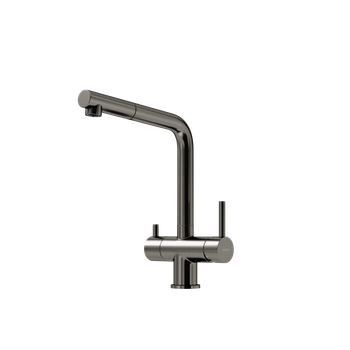 Смеситель для кухни SANCOS Spin с поворотным и вытяжным изливом, c краном для фильтрованной воды, цвет вороненая сталь, арт. SC4015GG — фото 1, Смесители для кухни