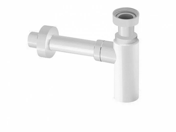 Сифон для раковины белый глянцевый цилиндр C-057W — фото 1, Сифоны для раковины