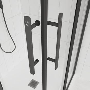 Душевой угол Veconi Evo 300 B, 1000х1000x1950, черный матовый, прозрачное стекло E3-B-100100-01-C9 — фото 2, Душевые уголки